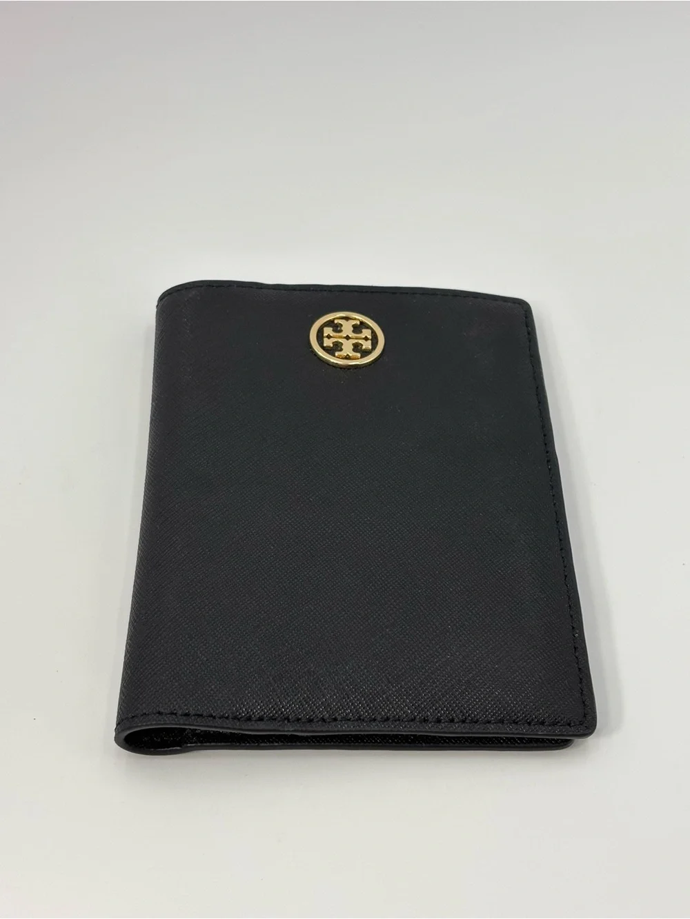 Tory Burch Black‎ Saffiano Leather Card & Passport Holder with Gold Logo